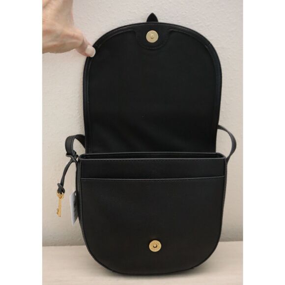 Fossil SHB3161001 Women's Black Pebble Emery Leather Crossbody Bag - Picture 16 of 16